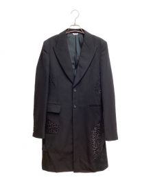 COMME des GARCONS HOMME PLUS（コムデギャルソンオムプリュス）の古着「総柄切り替えチェスターコート」｜ブラック