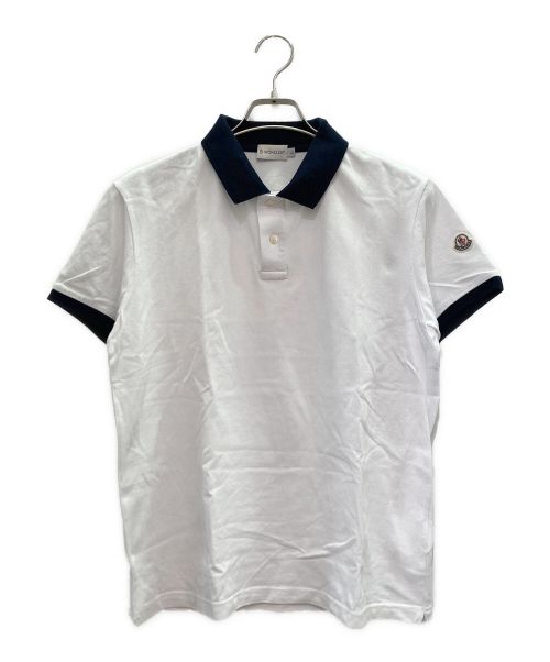 MONCLER（モンクレール）MONCLER (モンクレール) MAGLIAPOLO ポロシャツ ホワイト×ネイビー サイズ:Lの古着・服飾アイテム