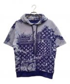 LOUIS VUITTONルイ ヴィトン）の古着「Monogram Bandana Short-Sleeved Hoodie/モノグラム バンダナ ショートスリーブ フーディ/22AW」｜ブルー