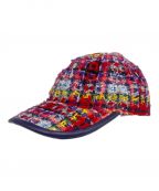 GUCCIグッチ）の古着「Tweed Baseball Cap」｜レッド×パープル