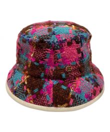 GUCCI（グッチ）の古着「checked tweed bucket hat」｜レッド×パープル