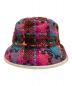 GUCCI (グッチ) checked tweed bucket hat レッド×パープル サイズ:L：35000円