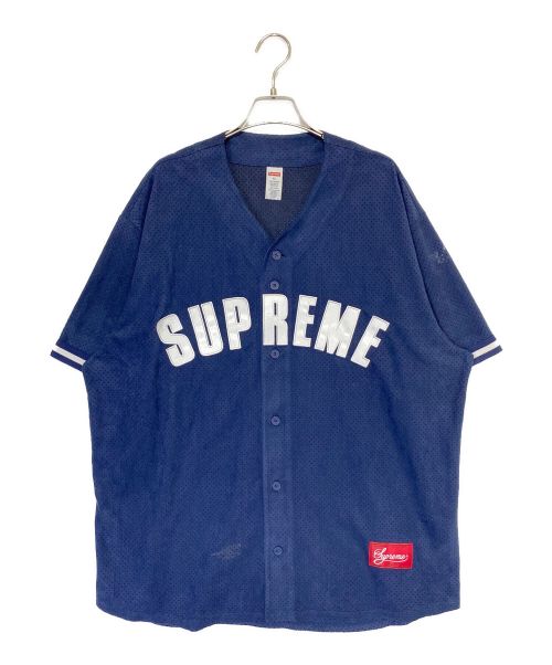 SUPREME（シュプリーム）SUPREME (シュプリーム) Ultrasuede Mesh Baseball Jersey インディゴ サイズ:XLの古着・服飾アイテム