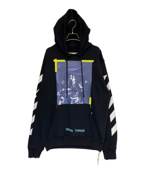 OFFWHITE（オフホワイト）OFFWHITE (オフホワイト) プリントグラフィックパーカー ブラック×ホワイト サイズ:Sの古着・服飾アイテム