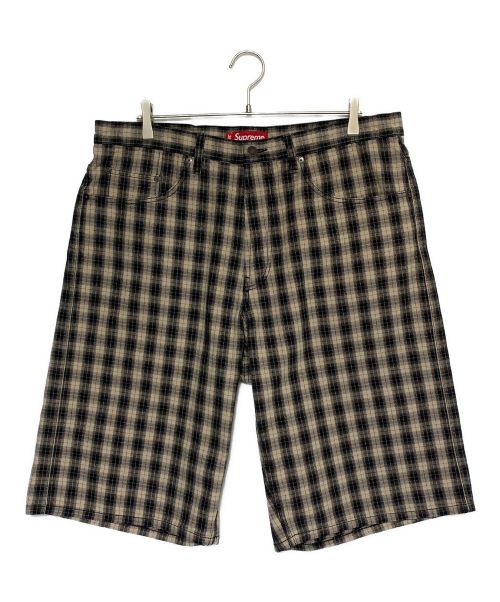 SUPREME（シュプリーム）SUPREME (シュプリーム) Plaid Baggy Short ブラック×ベージュ サイズ:36の古着・服飾アイテム