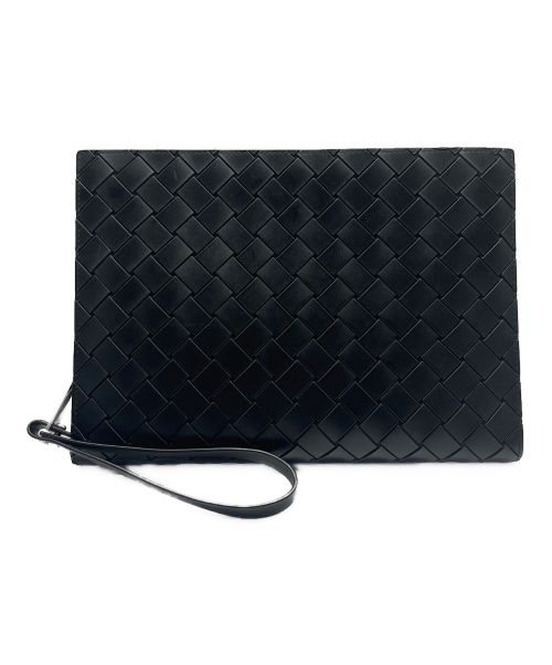 BOTTEGA VENETA（ボッテガベネタ）BOTTEGA VENETA (ボッテガベネタ) テックラバー イントレチャート ポーチ ブラック サイズ:20cm×28cmの古着・服飾アイテム