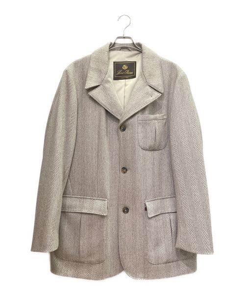 LORO PIANA（ロロピアーナ）LORO PIANA (ロロピアーナ) カシミヤ ヘリンボーン コート SRORM SYSTEM ライトグレー×ブラウン サイズ:Lの古着・服飾アイテム