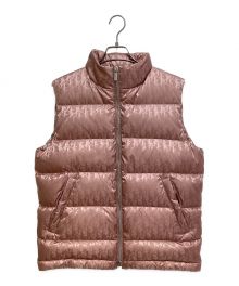 Christian Dior（クリスチャン ディオール）の古着「20AW Oblique Pattern Nylon Down Vest（オブリーク柄ナイロンダウンベスト）」｜ピンク