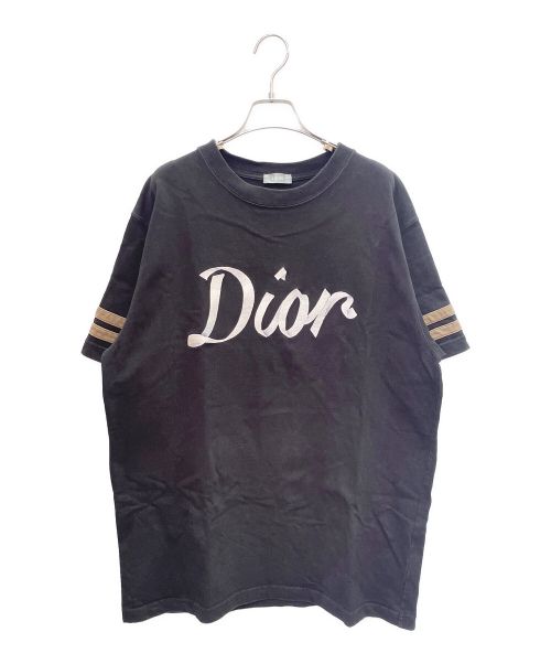 Christian Dior（クリスチャン ディオール）Christian Dior (クリスチャン ディオール) コットン コンパクト ジャージー ロゴデザイン 半袖Tシャツ ブラック サイズ:Lの古着・服飾アイテム