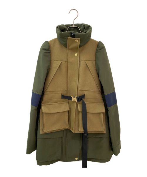 sacai（サカイ）sacai (サカイ) Wool Melton×Grosgrain Blouson カーキ サイズ:１の古着・服飾アイテム