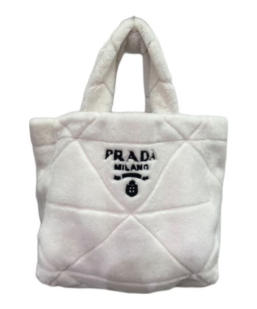 PRADA（プラダ）PRADA (プラダ) キルト シアリング トートバッグ ホワイトの古着・服飾アイテム