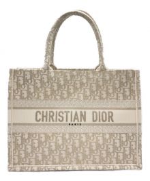 Christian Dior（クリスチャン ディオール）の古着「ブックトート オブリーク柄 ミディアム」｜ホワイト×ゴールド