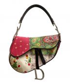 Christian Diorクリスチャン ディオール）の古着「2003 Satin Patchwork Saddle Handbag（サテン パッチワーク サドル ハンドバッグ ）」｜マルチカラー