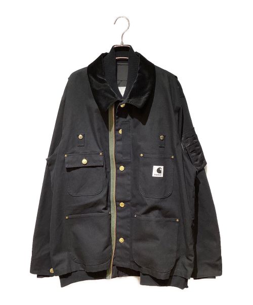 sacai（サカイ）sacai (サカイ) Carhartt WIP (カーハート) 23AW CarHartt WIP CanvasxMA-1 JK Michigan（カーハートWIPキャンバスMA-1ジャケットミシガン） ブラック サイズ:4の古着・服飾アイテム