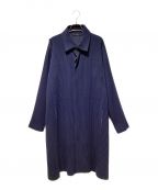 HOMME PLISSE ISSEY MIYAKEオムプリッセ イッセイ ミヤケ）の古着「Pleats Stencil Collar Coat（プリーツステンカラーコート）」｜ネイビー