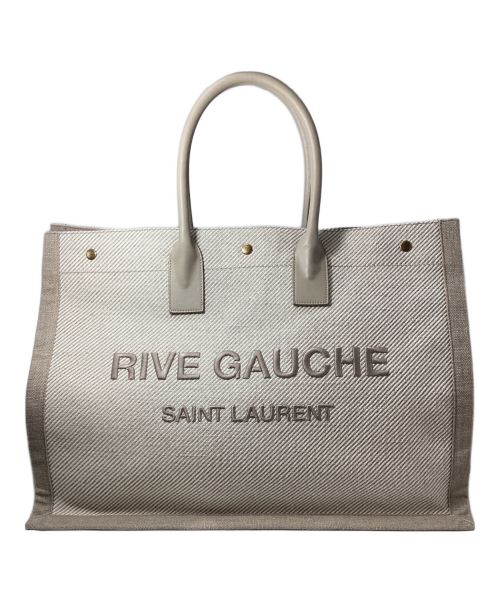 Saint Laurent Paris（サンローランパリ）Saint Laurent Paris (サンローランパリ) RIVE GAUCHE canvas tote bag（リヴゴーシュ/キャンバストートバッグ） カーキの古着・服飾アイテム