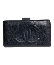 CHANEL（シャネル）の古着「COCO Mark Caviar Skin Wallet（ココマーク キャビアウォレット）」｜ブラック