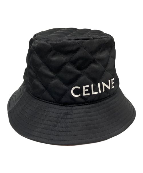 CELINE（セリーヌ）CELINE (セリーヌ) ロゴナイロンバケットハット ブラック×オレンジ サイズ:L（SIZE59）の古着・服飾アイテム