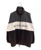 BALENCIAGAバレンシアガ）の古着「デニム切替 ポプリンシャツ トラックジャケット」｜ブラック×ホワイト