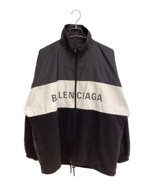 BALENCIAGA（バレンシアガ）BALENCIAGA (バレンシアガ) デニム切替 ポプリンシャツ トラックジャケット ブラック×ホワイト サイズ:34の古着・服飾アイテム