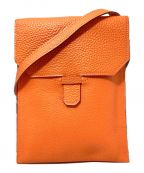 HERMESエルメス）の古着「Leather Square Shoulder Pouch（レザースクエアショルダーポーチ）」｜オレンジ