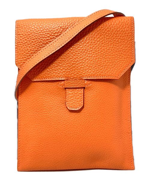 HERMES（エルメス）HERMES (エルメス) Leather Square Shoulder Pouch（レザースクエアショルダーポーチ） オレンジ サイズ:-の古着・服飾アイテム