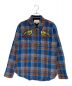 GUCCI（グッチ）の古着「Bird Embroidery Check Shirt」｜ブルー