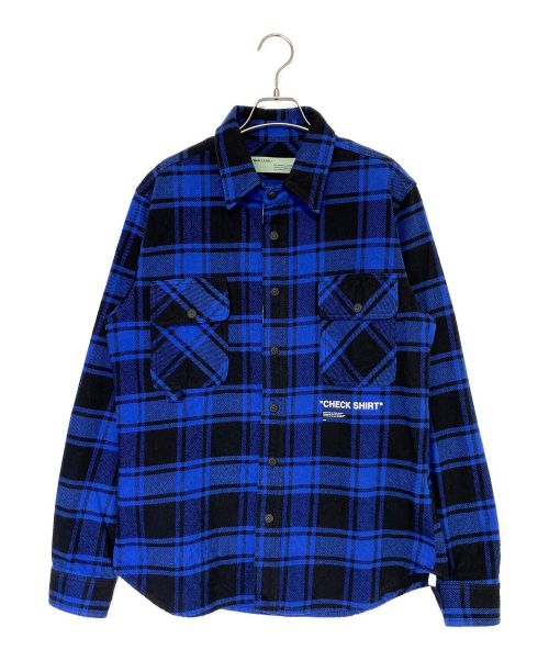 OFFWHITE（オフホワイト）OFFWHITE (オフホワイト) QUOTE FLANNEL SHIRT ブルー サイズ:Mの古着・服飾アイテム