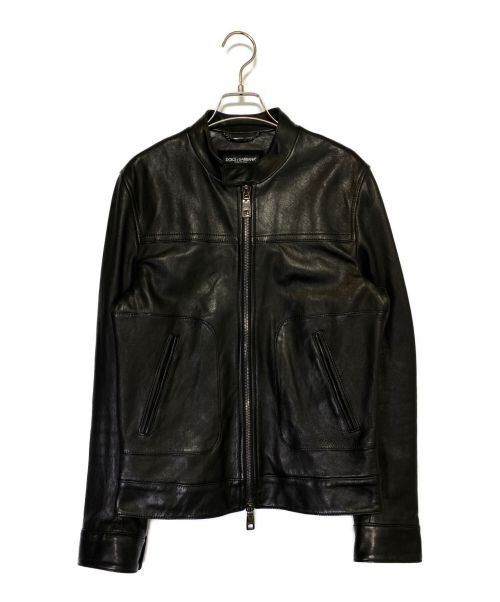 DOLCE & GABBANA（ドルチェ＆ガッバーナ）DOLCE & GABBANA (ドルチェ＆ガッバーナ) Plain Leather Biker Jackets ブラック サイズ:46の古着・服飾アイテム