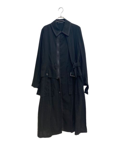 yohji yamamoto+noir（ヨウジヤマモトプリュスノアール）yohji yamamoto+noir (ヨウジヤマモトプリュスノアール) ジップデザインアシンメトリーコート ブラック サイズ:2の古着・服飾アイテム