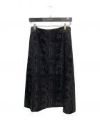 Saint Laurent Parisサンローランパリ）の古着「ベルベットスネークミディAラインスカート」｜ブラック