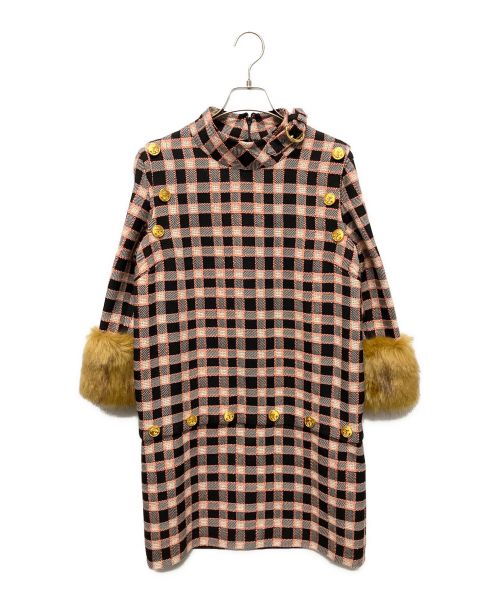 GUCCI（グッチ）GUCCI (グッチ) チェックファーコート ピンク サイズ:38の古着・服飾アイテム