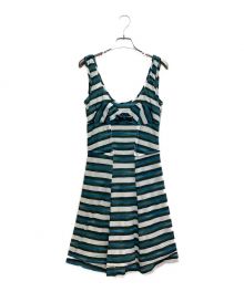 LOUIS VUITTON（ルイ ヴィトン）の古着「Sleeveless chest ribbon dress（ノースリーブチェストリボンワンピース)/ノースリーブワンピース」｜グリーン×ブルー