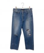 MADISON BLUEマディソンブルー）の古着「CRASHED SAROUEL PANTS DENIM」｜ブルー