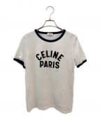 CELINEセリーヌ）の古着「ロゴTシャツ」｜ホワイト×ネイビー