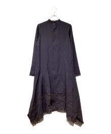 Y's×TAKESHI KOSAKA（ワイズ×タケシ コサカ）の古着「Lace Design Long Dress（レースデザインロングワンピース）」｜ネイビー