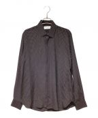 Saint Laurent Parisサンローランパリ）の古着「Dot Pattern Silk Shirt（ドット柄シルク長袖シャツ）」｜ブラック