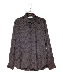 Saint Laurent Paris（サンローランパリ）の古着「Dot Pattern Silk Shirt（ドット柄シルク長袖シャツ）」｜ブラック