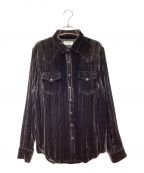 Saint Laurent Parisサンローランパリ）の古着「Velour long sleeve shirt（ベロアロングスリーブシャツ）」｜ブラック