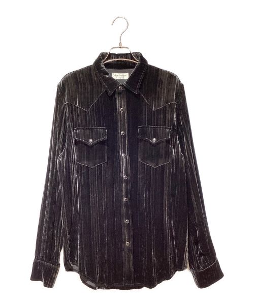 Saint Laurent Paris（サンローランパリ）Saint Laurent Paris (サンローランパリ) Velour long sleeve shirt（ベロアロングスリーブシャツ） ブラック サイズ:Lの古着・服飾アイテム