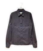 Saint Laurent Parisサンローランパリ）の古着「Studs design cotton shirt（スタッズ装飾長袖シャツ）」｜ブラック