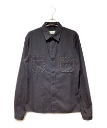 Saint Laurent Paris（サンローランパリ）の古着「Studs design cotton shirt（スタッズ装飾長袖シャツ）」｜ブラック