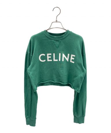 【中古・古着通販】CELINE (セリーヌ) クロップド スウェットシャツ コットンフリース グリーン サイズ:XS｜ブランド・古着通販  トレファク公式【TREFAC FASHION】スマホサイト