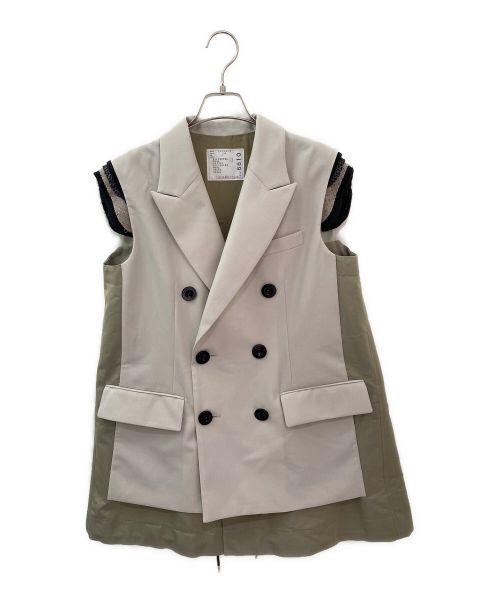 sacai（サカイ）sacai (サカイ) Suiting Mix Vest アイボリー サイズ:2の古着・服飾アイテム