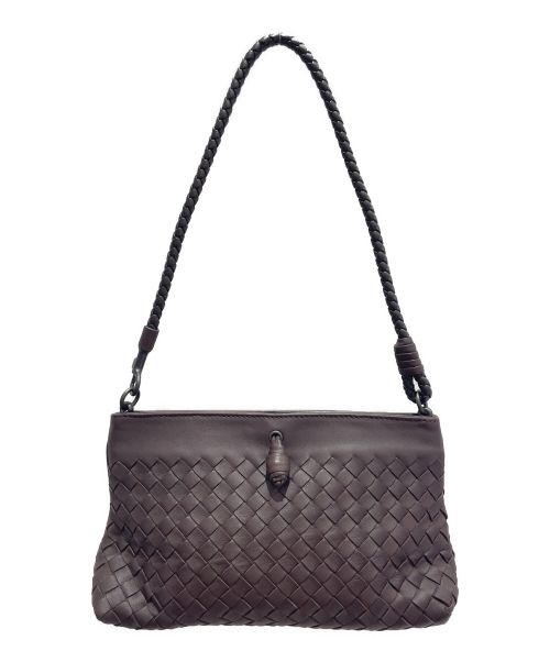 BOTTEGA VENETA（ボッテガベネタ）BOTTEGA VENETA (ボッテガベネタ) イントレチャートセミショルダーバッグ ブラウンの古着・服飾アイテム