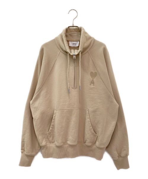 ami（アミ）ami (アミ) AMI LARGE A HEART TONAL QUARTER ZIP ベージュ サイズ:Mの古着・服飾アイテム