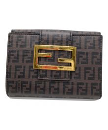 FENDI（フェンディ）の古着「ズッカ柄ショートウォレット」｜ブラウン×ゴールド