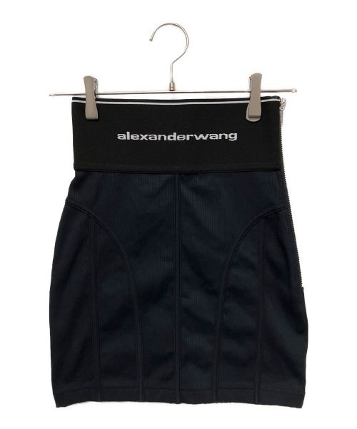 ALEXANDER WANG（アレキサンダーワン）ALEXANDER WANG (アレキサンダーワン) ウエストロゴニットタイトスカート ブラック サイズ:XSの古着・服飾アイテム