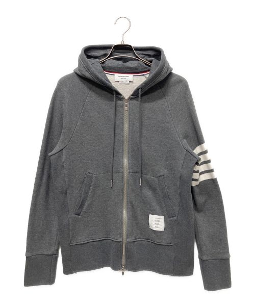 THOM BROWNE. NEW YORK（トムブラウンニューヨーク）THOM BROWNE. NEW YORK (トムブラウンニューヨーク) CLASSIC FULL ZIP HOODIE4BAR ジップアップ フーディー ダークグレー サイズ:5の古着・服飾アイテム