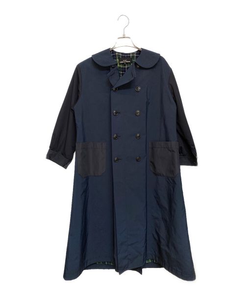 tricot COMME des GARCONS（トリココムデギャルソン）tricot COMME des GARCONS (トリココムデギャルソン) 切替ダブルブレストステンカラーコート ネイビー サイズ:Sの古着・服飾アイテム